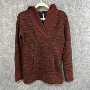 Kuhl Sweater Womens S Isla Hoodie Wool Blend Orange Brown Heathered Gorpcore